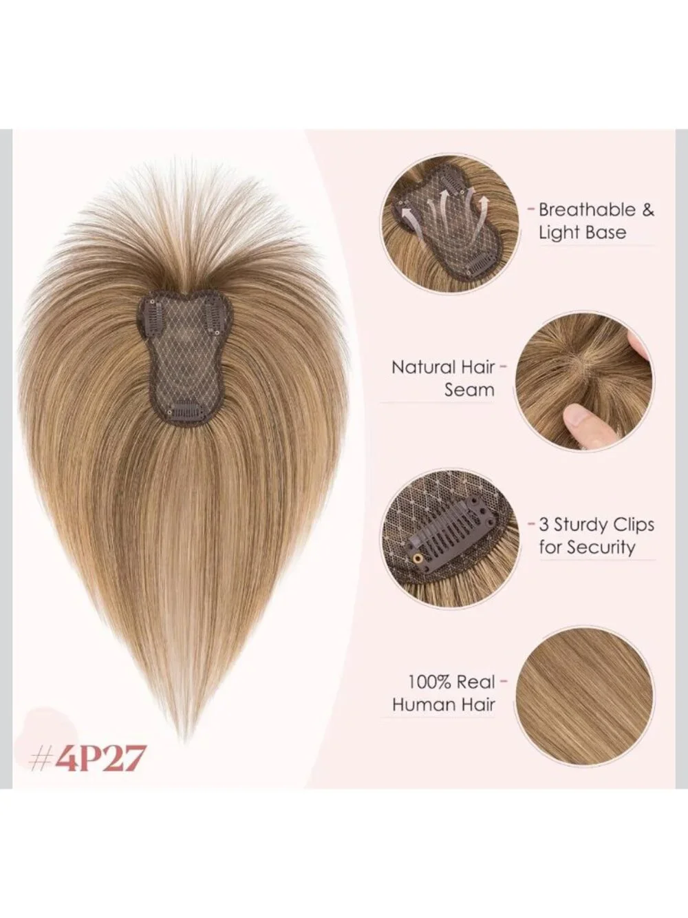 Hairro Clip-In Human Hair Bangs Topper 11